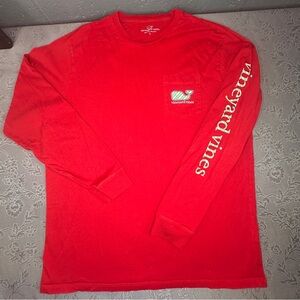 Vineyard Vines Red Long Sleeve Green Whale -L  47” Chest